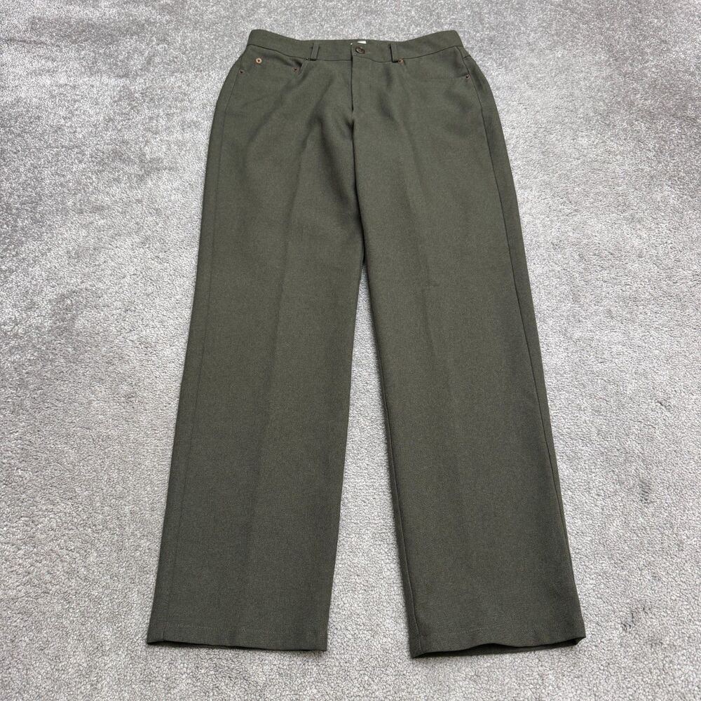 Vintage DKNY Classic Petite Dress Pants Womens 10P Green Straight Leg Trousers